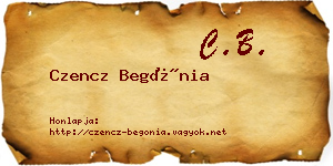 Czencz Begónia névjegykártya